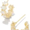 Delilucky Cailin 14k Gold-Plated Brass Crystal Huggie Earrings in Champagne Opal Crystal, Fashion Jewelry For Women