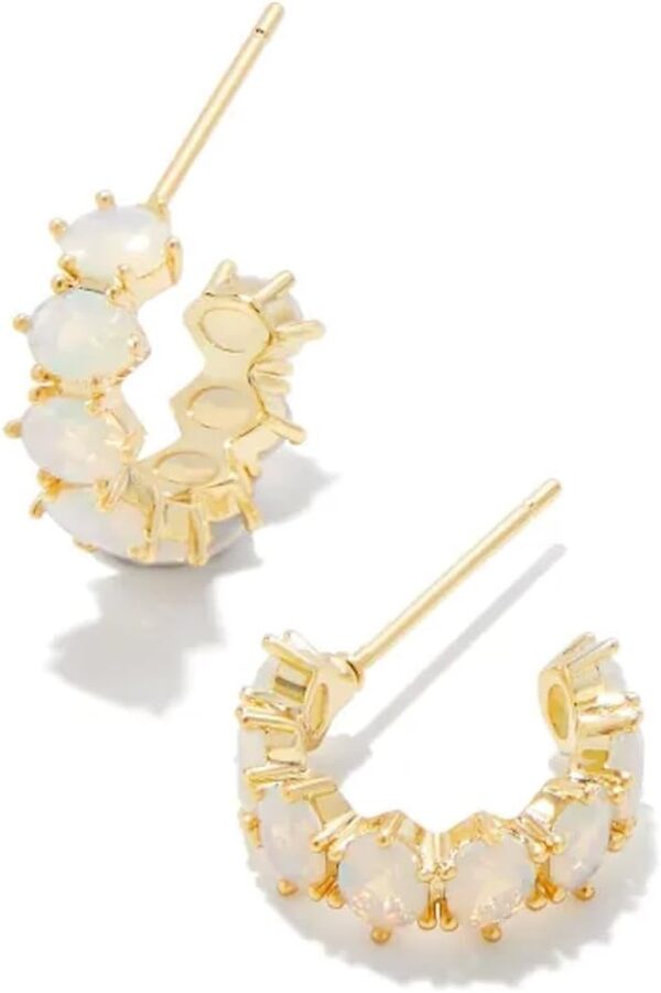 Delilucky Cailin 14k Gold-Plated Brass Crystal Huggie Earrings in Champagne Opal Crystal, Fashion Jewelry For Women