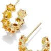 Delilucky Cailin 14k Gold-Plated Brass Crystal Huggie Earrings in Golden Yellow Crystal, Fashion Jewelry For Women