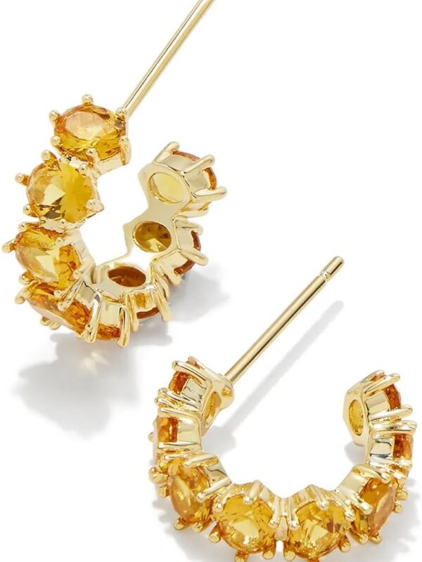 Delilucky Cailin 14k Gold-Plated Brass Crystal Huggie Earrings in Golden Yellow Crystal, Fashion Jewelry For Women