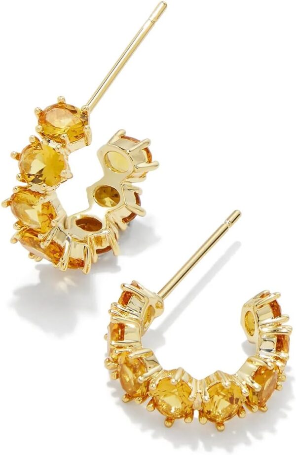 Delilucky Cailin 14k Gold-Plated Brass Crystal Huggie Earrings in Golden Yellow Crystal, Fashion Jewelry For Women