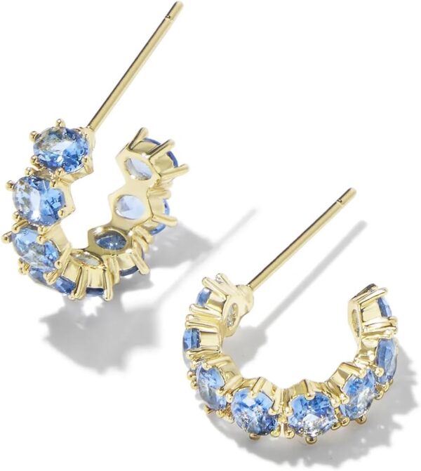 Delilucky Cailin 14k Gold-Plated Brass Crystal Huggie Earrings in Blue Violet Crystal, Fashion Jewelry For Women