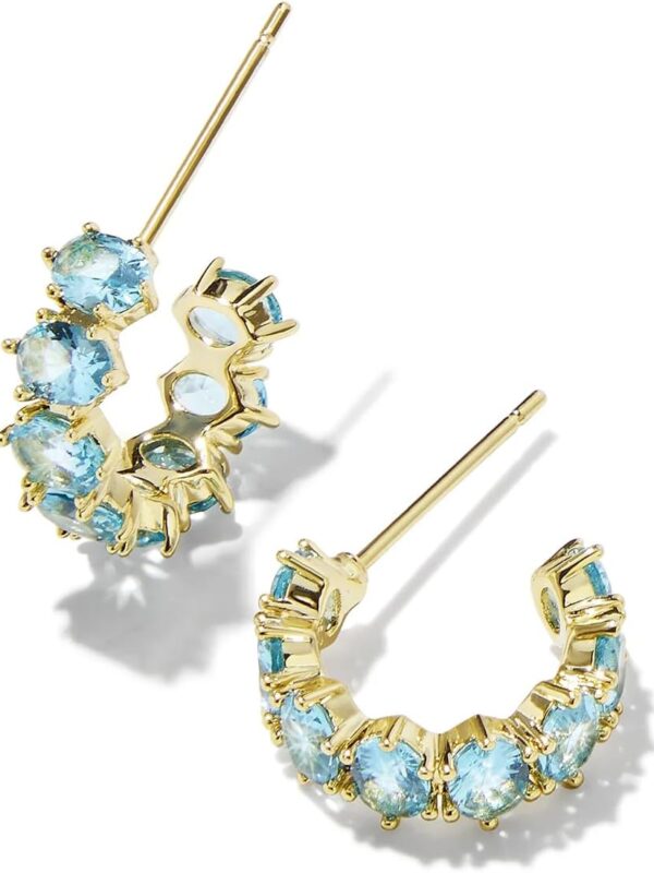 Delilucky Cailin 14k Gold-Plated Brass Crystal Huggie Earrings in Aqua Crystal, Fashion Jewelry For Women